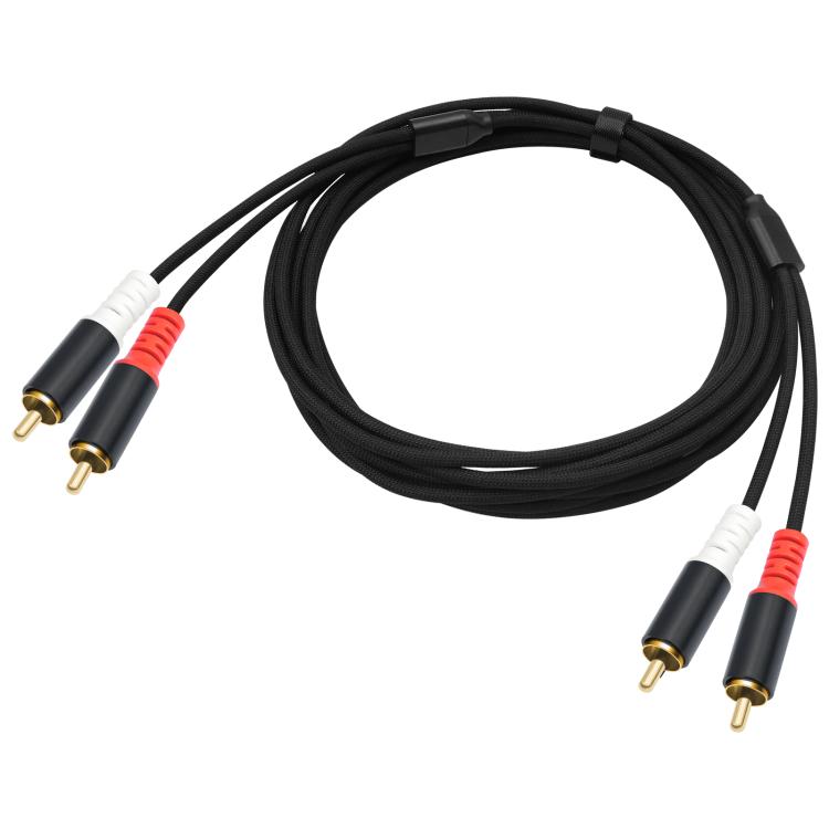 2 RCA Male to 2 RCA Male Audio Cable, Length:7.6m - Black