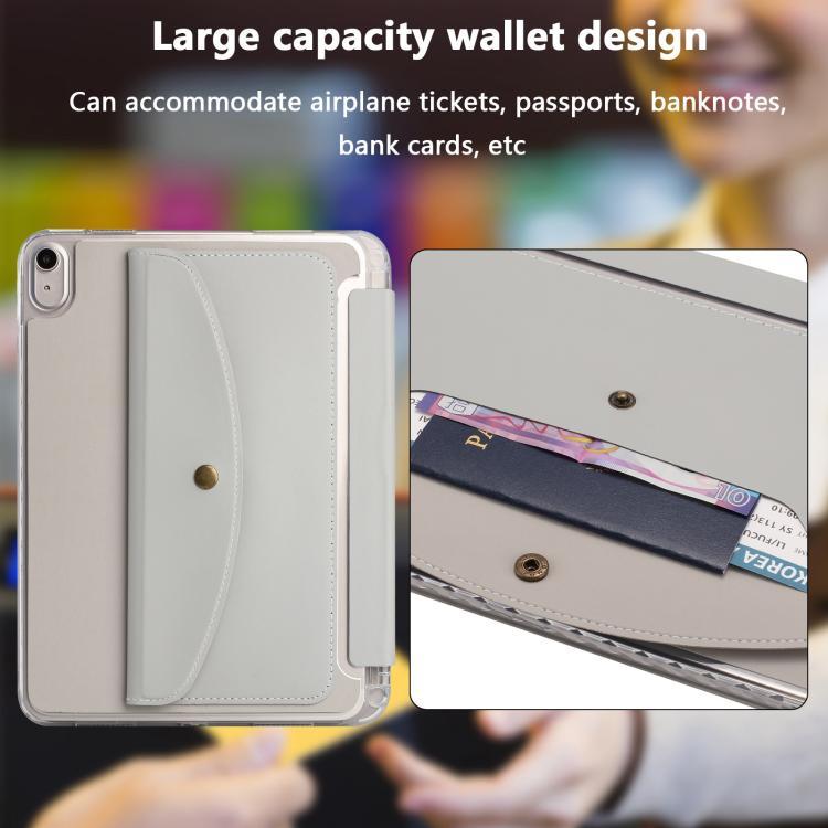 For iPad 2025 / 2022 Back Wallet Y-Fold Deformation Leather Smart Tablet Case
