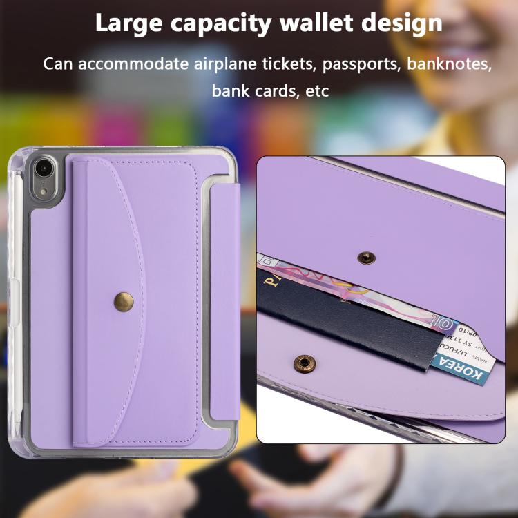 For iPad mini 2024 / mini 6 Back Wallet Y-Fold Deformation Leather Smart Tablet Case