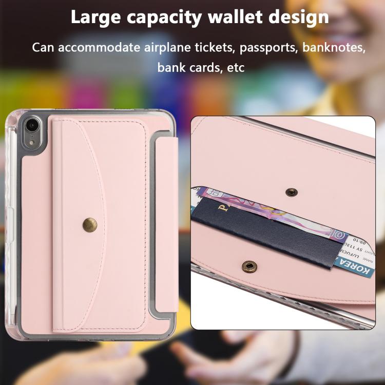 For iPad mini 2024 / mini 6 Back Wallet Y-Fold Deformation Leather Smart Tablet Case