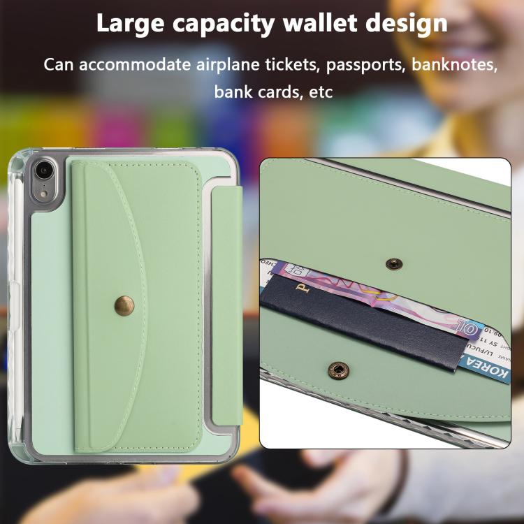 For iPad mini 2024 / mini 6 Back Wallet Y-Fold Deformation Leather Smart Tablet Case