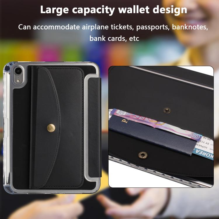 For iPad mini 2024 / mini 6 Back Wallet Y-Fold Deformation Leather Smart Tablet Case
