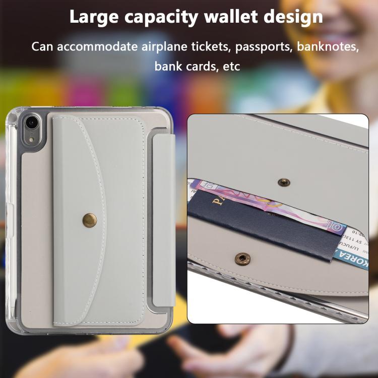 For iPad mini 2024 / mini 6 Back Wallet Y-Fold Deformation Leather Smart Tablet Case