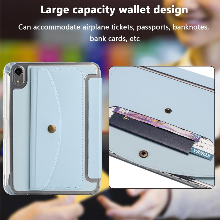 For iPad mini 2024 / mini 6 Back Wallet Y-Fold Deformation Leather Smart Tablet Case