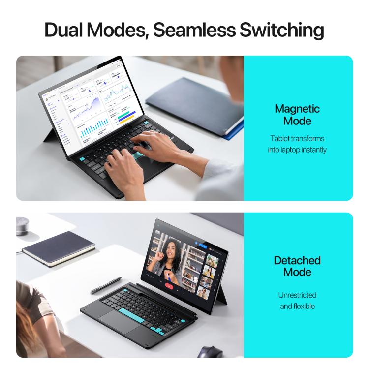 For MicroSoft Surface Pro 11 / 10 / 9 / 8 DUX DUCIS CK Pro Series Smart Magnetic Touch Bluetooth Keyboard