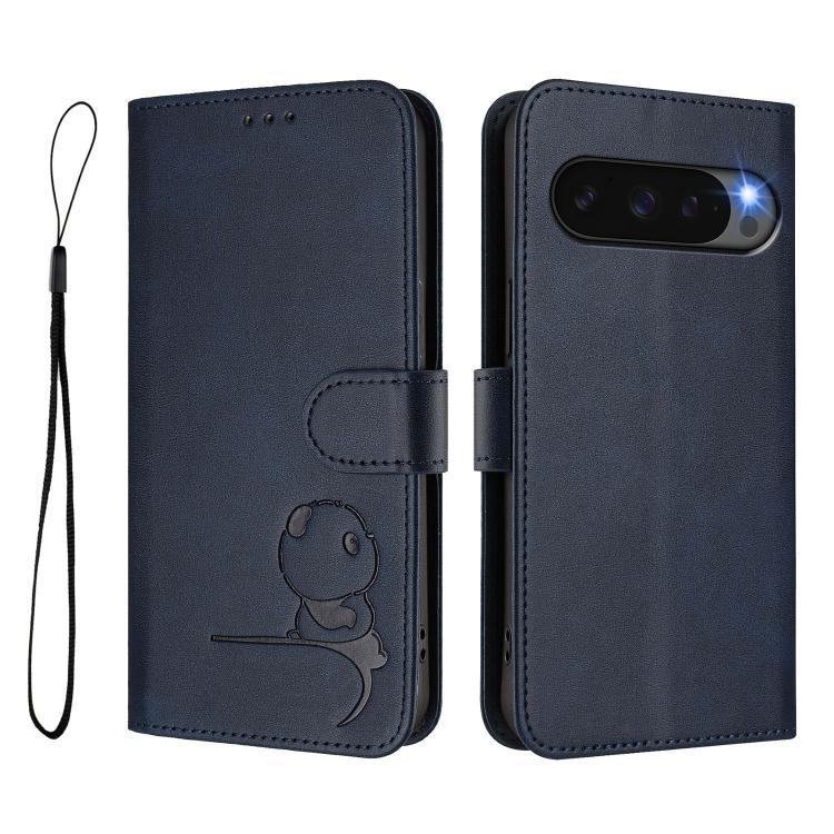 For Google Pixel 10 / 10 Pro Litter Panda Embossing RFID Leather Phone Case with Lanyard