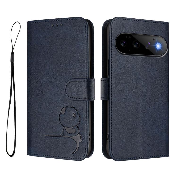 For Google Pixel 11 Pro / 11 Litter Panda Embossing RFID Leather Phone Case with Lanyard
