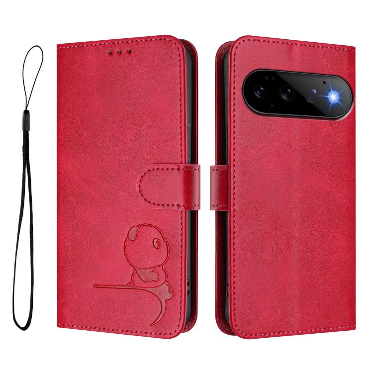 For Google Pixel 11 Pro / 11 Litter Panda Embossing RFID Leather Phone Case with Lanyard