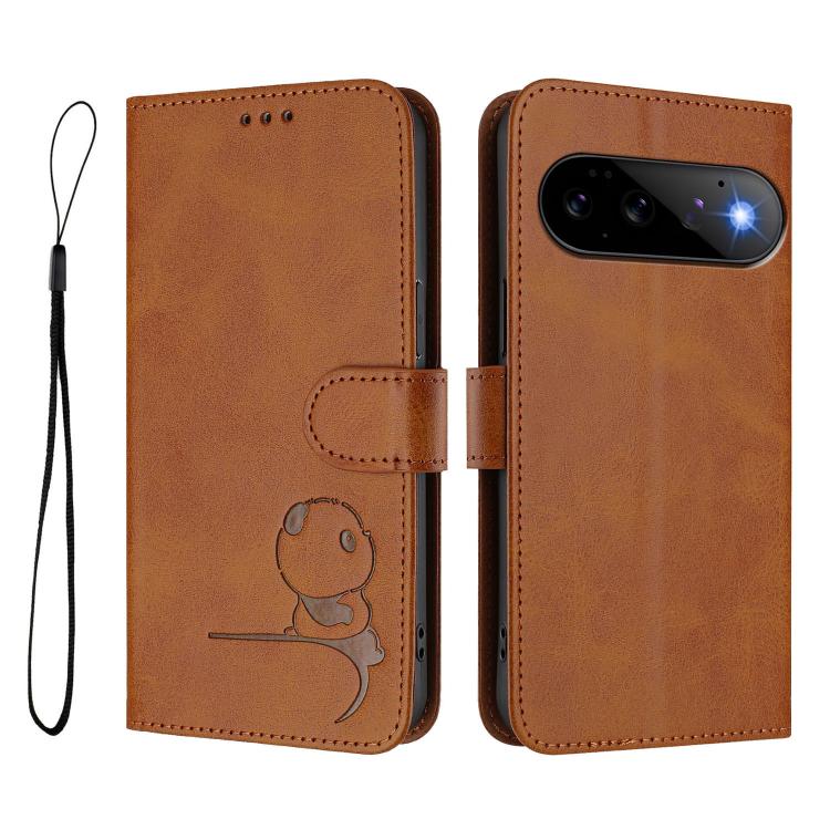 For Google Pixel 11 Pro / 11 Litter Panda Embossing RFID Leather Phone Case with Lanyard