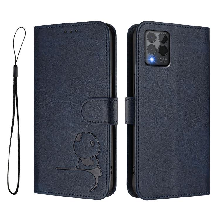 For T-Mobile Revvl 6 Pro / Revvl 6x Pro 5G Litter Panda Embossing RFID Leather Phone Case with Lanyard