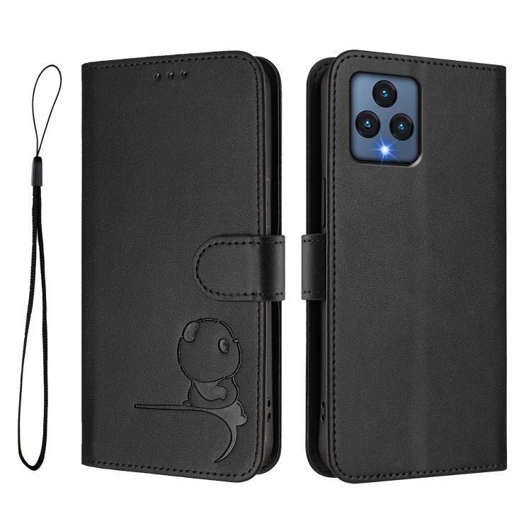 For T-Mobile Revvl 6 / Revvl 6x 5G Litter Panda Embossing RFID Leather Phone Case with Lanyard