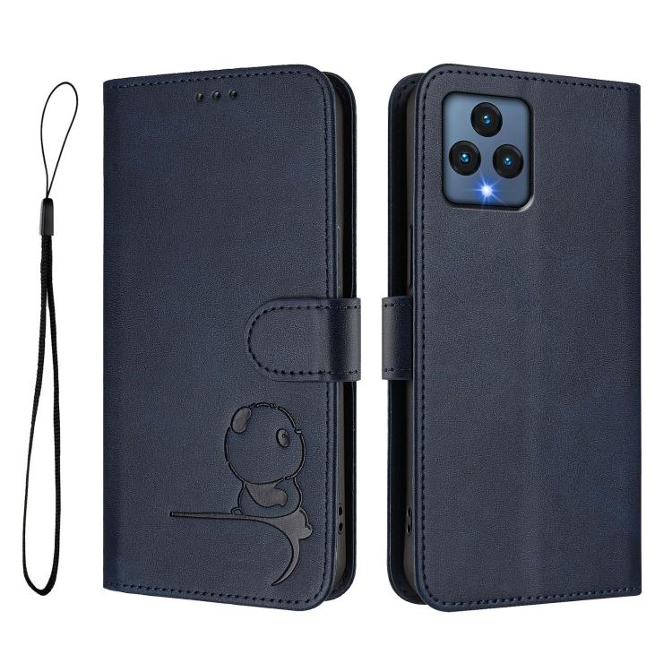 For T-Mobile Revvl 6 / Revvl 6x 5G Litter Panda Embossing RFID Leather Phone Case with Lanyard