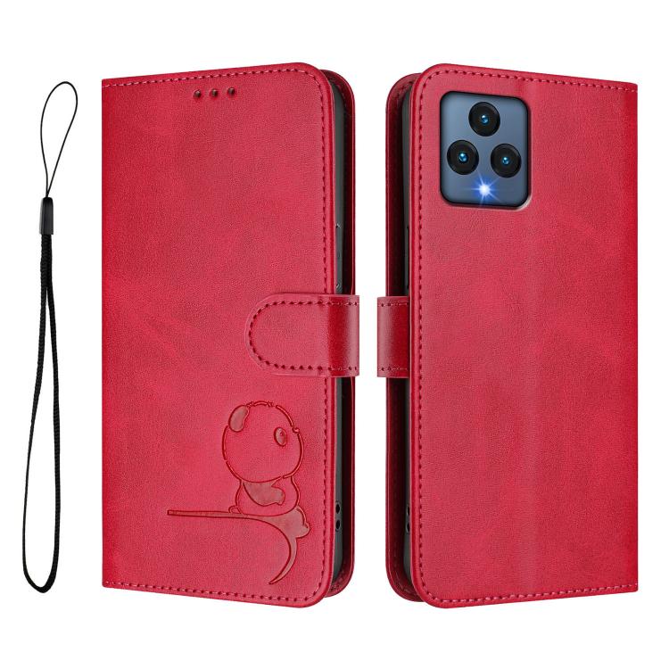 For T-Mobile Revvl 6 / Revvl 6x 5G Litter Panda Embossing RFID Leather Phone Case with Lanyard