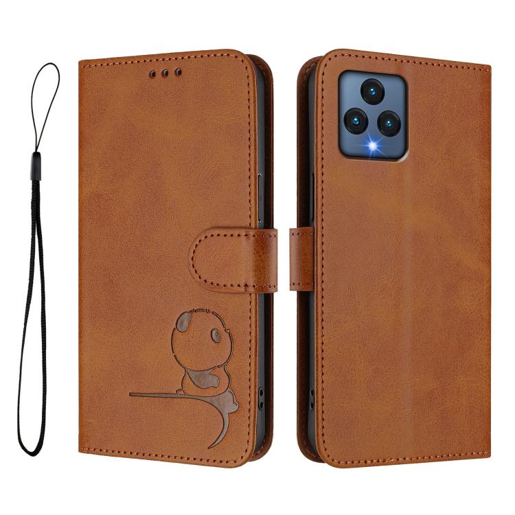For T-Mobile Revvl 6 / Revvl 6x 5G Litter Panda Embossing RFID Leather Phone Case with Lanyard