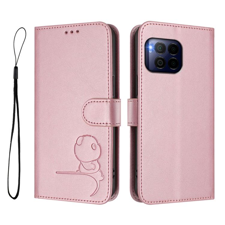For T-Mobile Revvl 7 Pro / T Phone 2 Pro 5G Litter Panda Embossing RFID Leather Phone Case with Lanyard