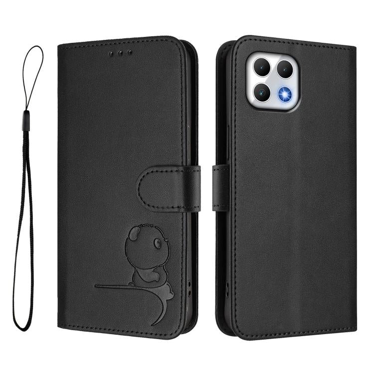 For T-Mobile Revvl 7 / T Phone 2 5G Litter Panda Embossing RFID Leather Phone Case with Lanyard