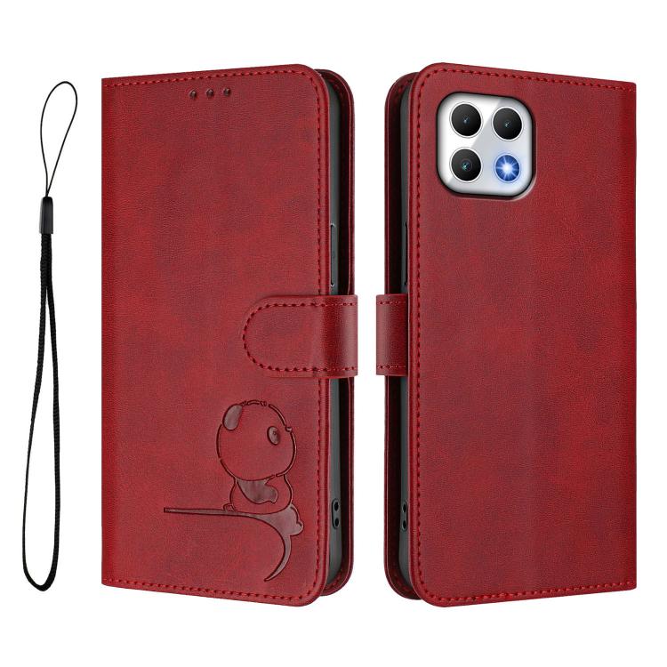 For T-Mobile Revvl 7 / T Phone 2 5G Litter Panda Embossing RFID Leather Phone Case with Lanyard