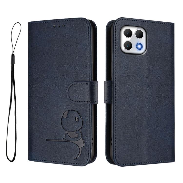 For T-Mobile Revvl 7 / T Phone 2 5G Litter Panda Embossing RFID Leather Phone Case with Lanyard