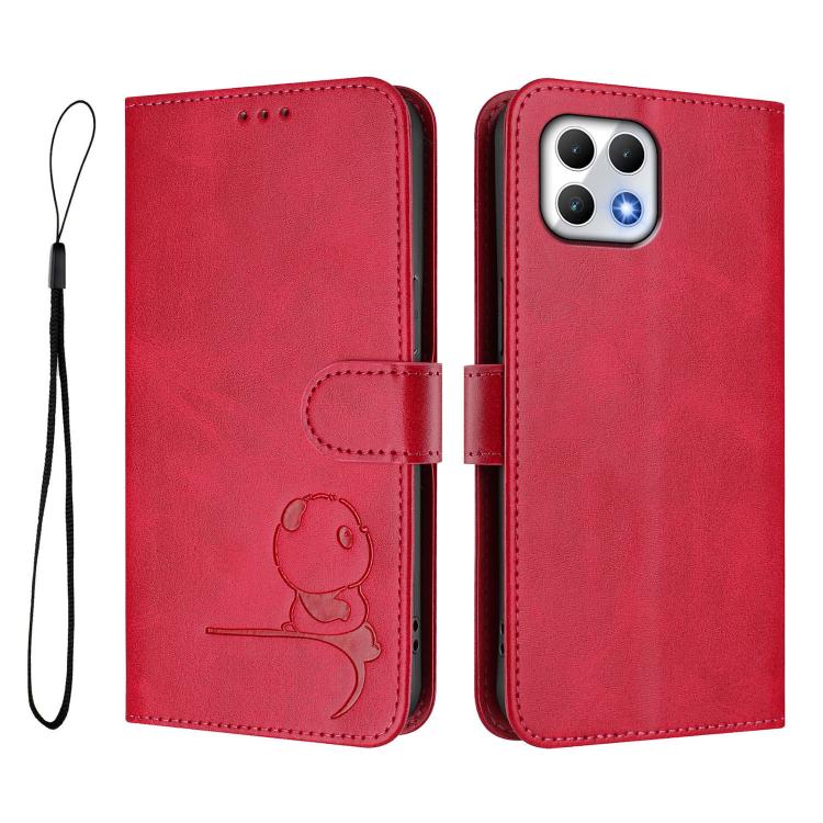 For T-Mobile Revvl 7 / T Phone 2 5G Litter Panda Embossing RFID Leather Phone Case with Lanyard