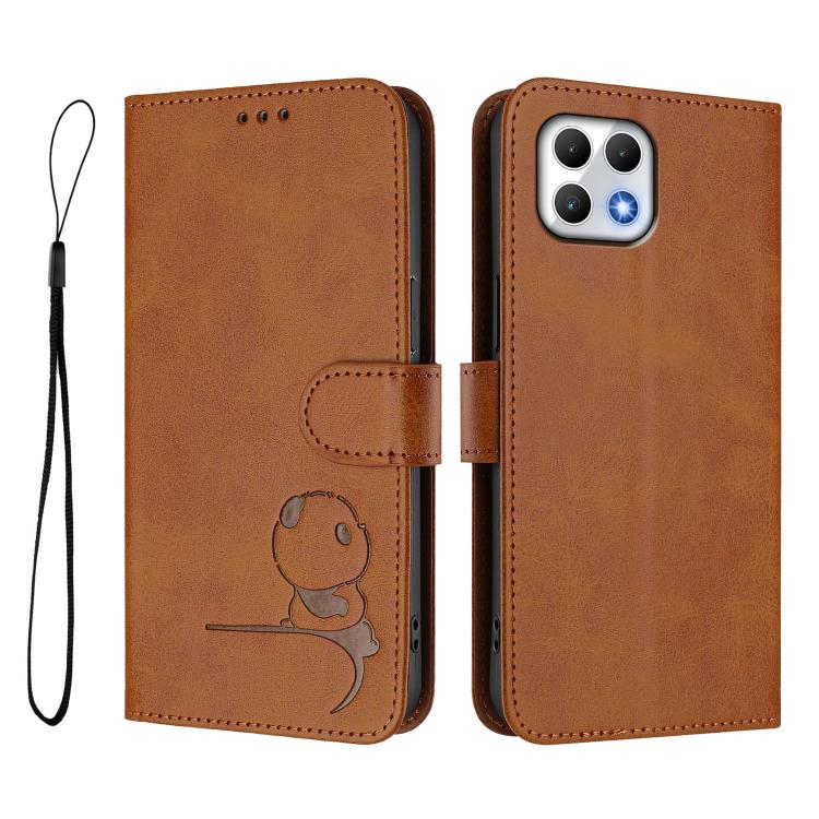 For T-Mobile Revvl 7 / T Phone 2 5G Litter Panda Embossing RFID Leather Phone Case with Lanyard