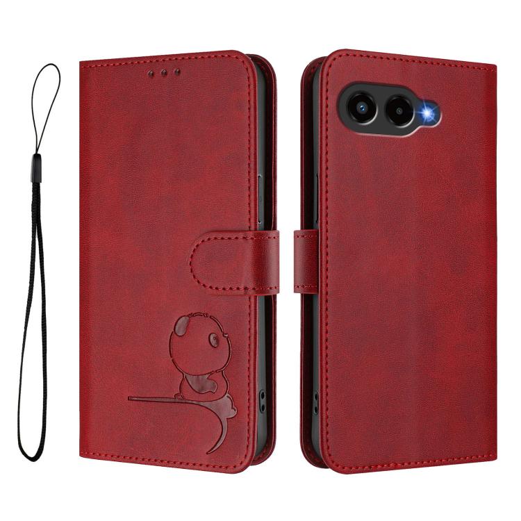 For T-Mobile Revvl 8 / T Phone 3 Litter Panda Embossing RFID Leather Phone Case with Lanyard