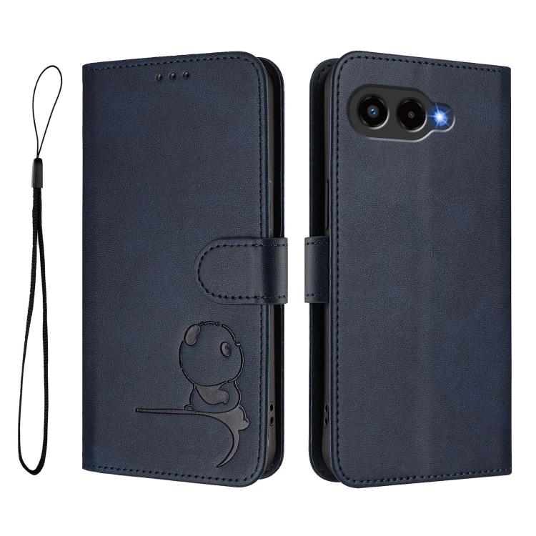 For T-Mobile Revvl 8 / T Phone 3 Litter Panda Embossing RFID Leather Phone Case with Lanyard