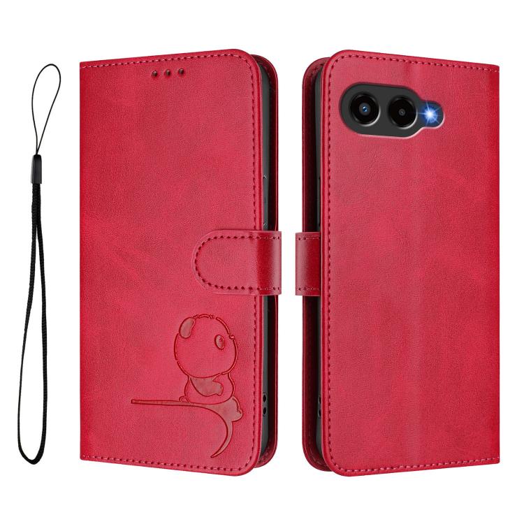 For T-Mobile Revvl 8 / T Phone 3 Litter Panda Embossing RFID Leather Phone Case with Lanyard