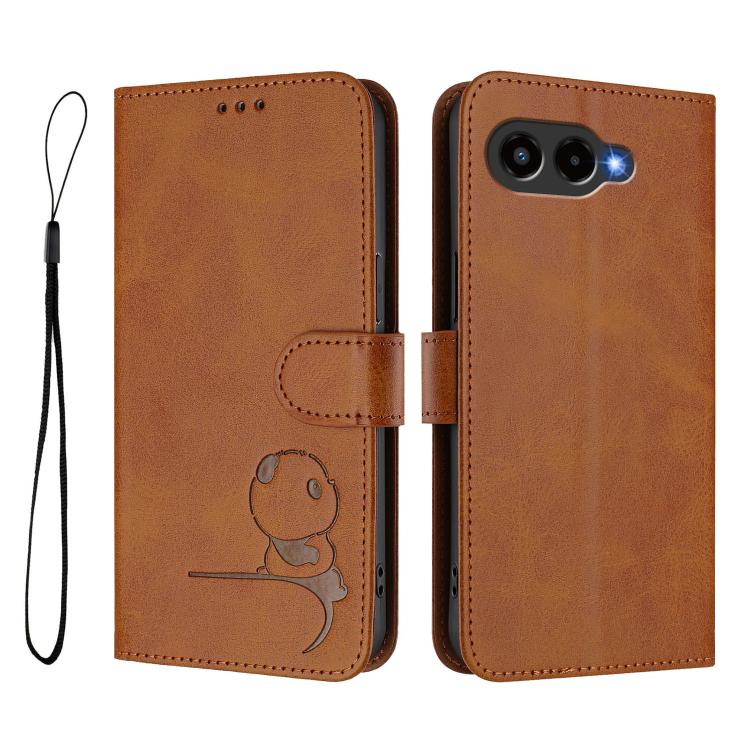 For T-Mobile Revvl 8 / T Phone 3 Litter Panda Embossing RFID Leather Phone Case with Lanyard