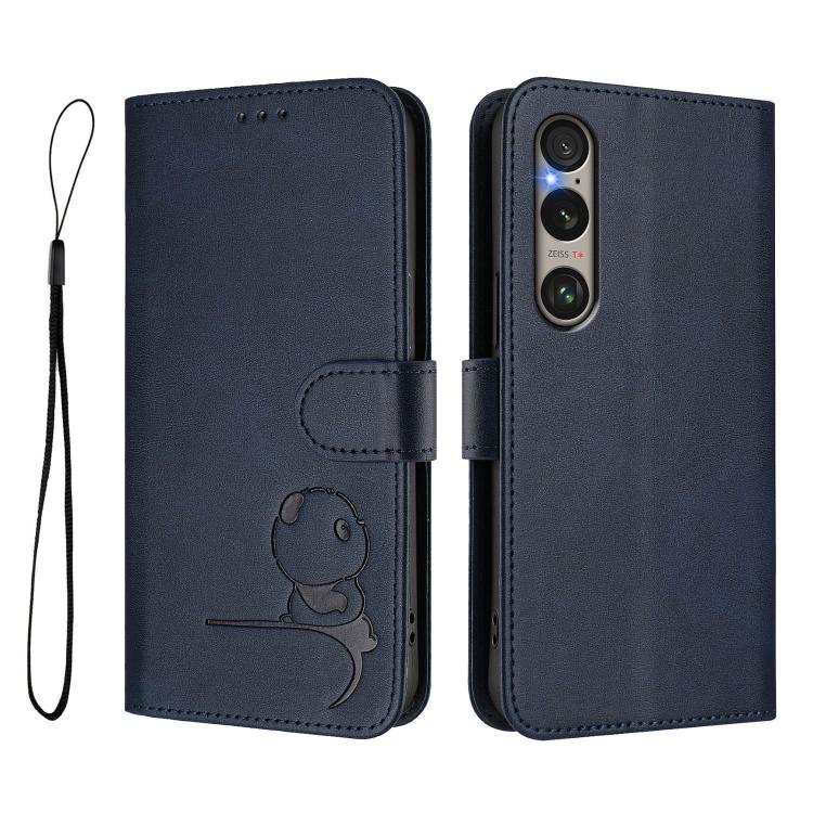 For Sony Xperia 1 VI Litter Panda Embossing RFID Leather Phone Case with Lanyard