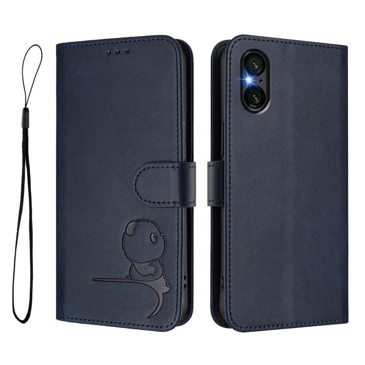 For Sony Xperia 5 VI Litter Panda Embossing RFID Leather Phone Case with Lanyard