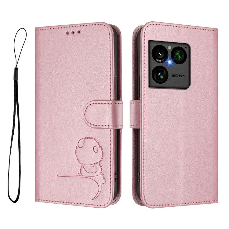 For Sony Xperia 1 VIII Litter Panda Embossing RFID Leather Phone Case with Lanyard