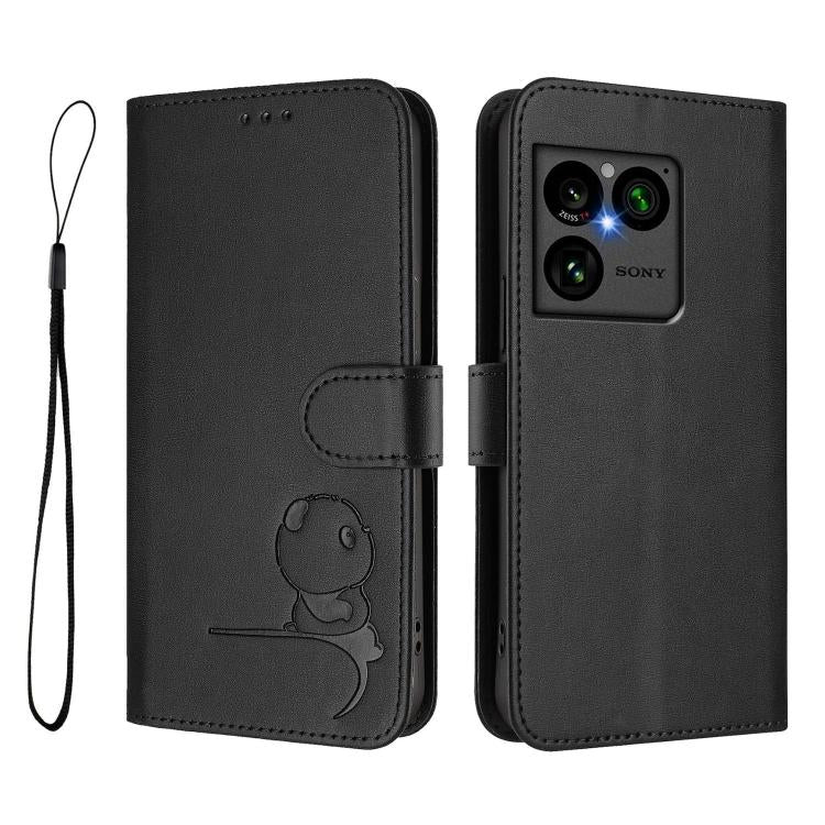 For Sony Xperia 1 VIII Litter Panda Embossing RFID Leather Phone Case with Lanyard