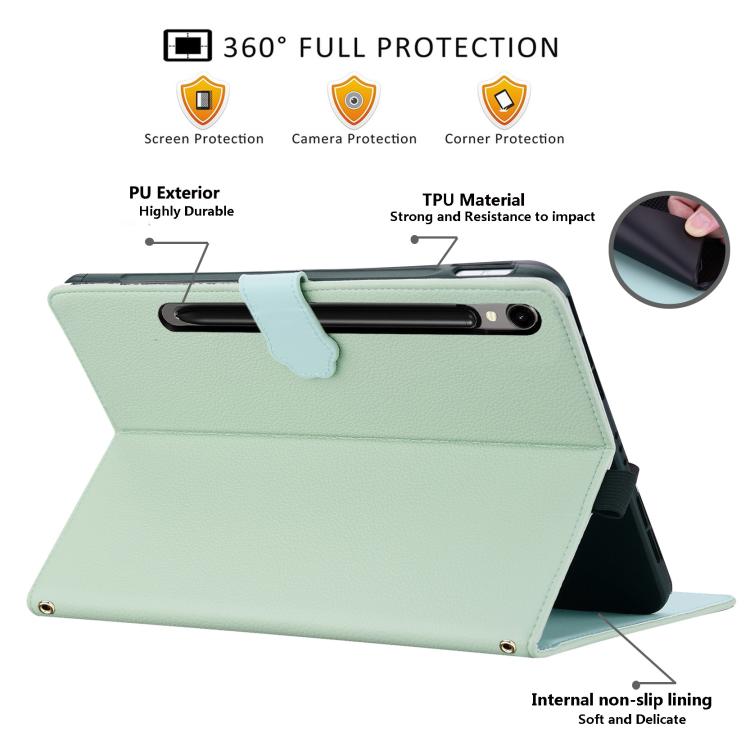 For Samsung Galaxy Tab S10 FE+ / S11 Cat Skin-feel Litchi Leather Tablet Case