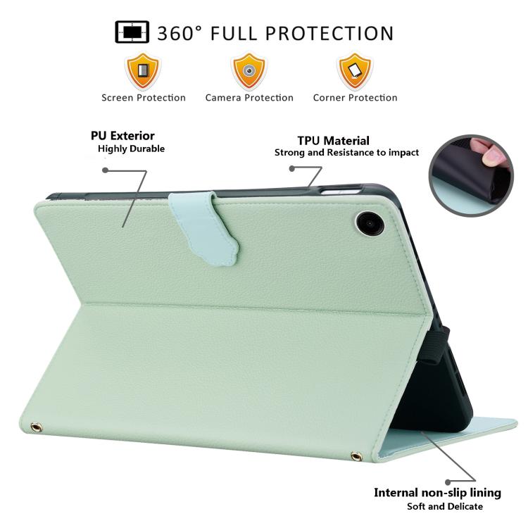 For Samsung Galaxy Tab A11+ / A9+ Cat Skin-feel Litchi Leather Tablet Case