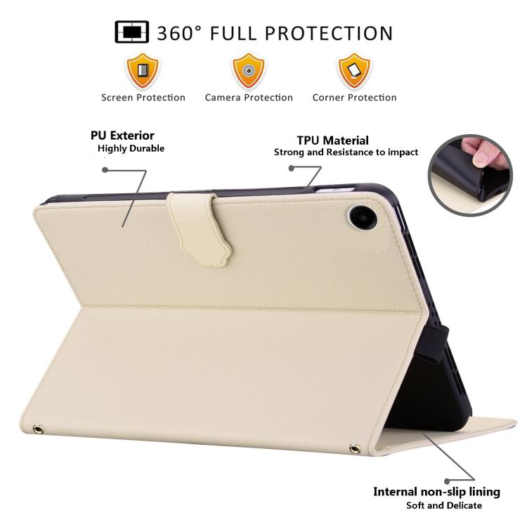 For Samsung Galaxy Tab A11 / A9 Cat Skin-feel Litchi Leather Tablet Case
