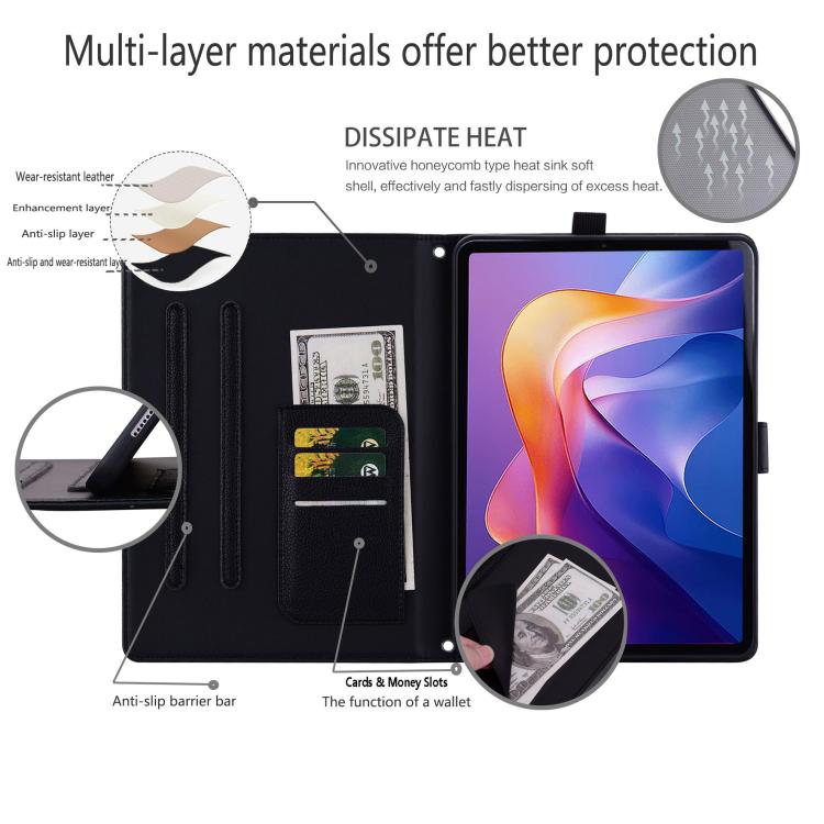 For Xiaomi Redmi Pad 2 Cat Skin-feel Litchi Leather Tablet Case