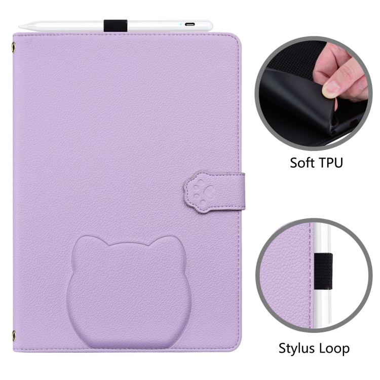 For Xiaomi Redmi K Pad Cat Skin-feel Litchi Leather Tablet Case