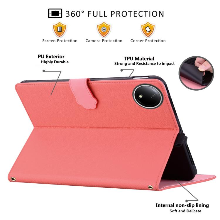 For Xiaomi Redmi Pad SE 8.7 Cat Skin-feel Litchi Leather Tablet Case