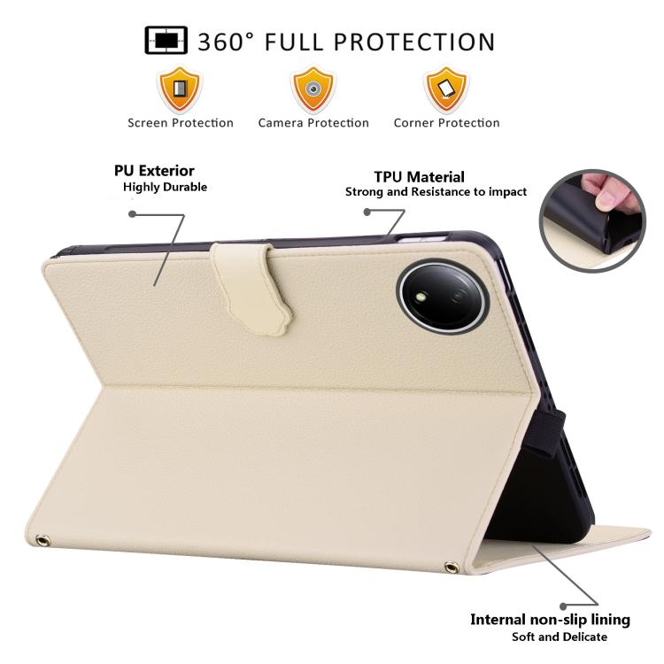 For Xiaomi Redmi Pad SE 8.7 Cat Skin-feel Litchi Leather Tablet Case