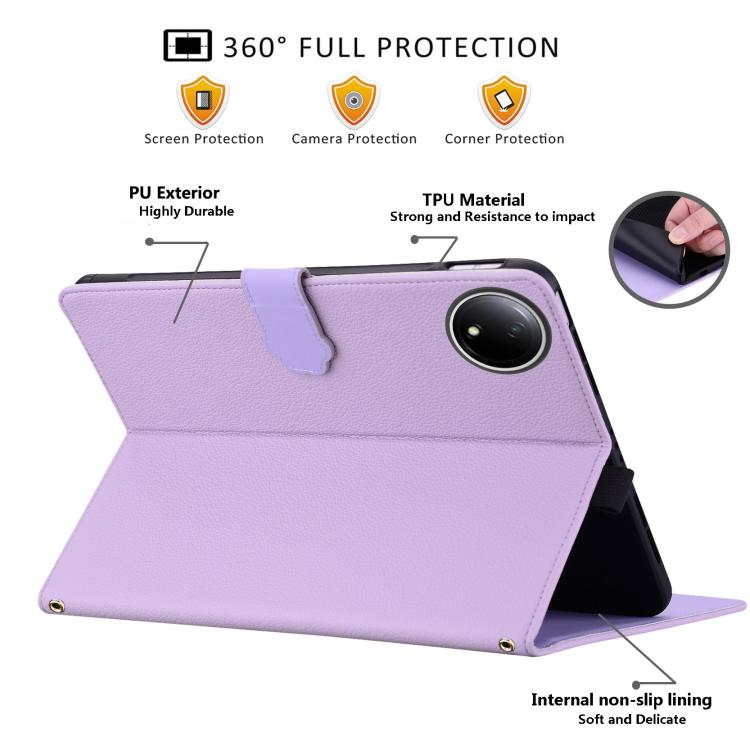 For Xiaomi Redmi Pad SE 8.7 Cat Skin-feel Litchi Leather Tablet Case