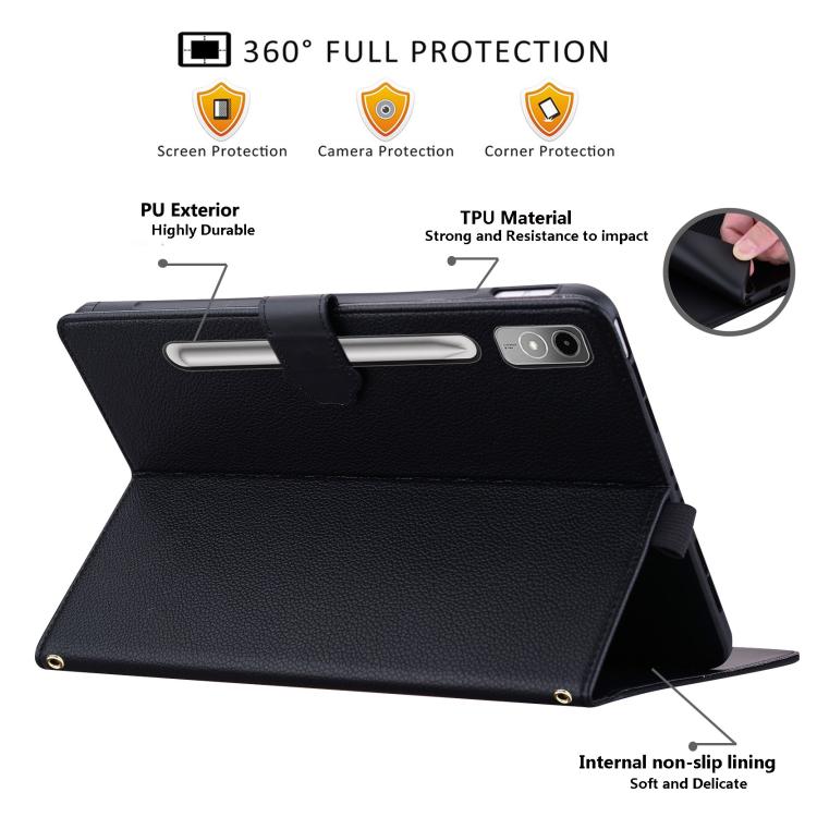 For Lenovo Tab P12 12.7 2023 Cat Skin-feel Litchi Leather Tablet Case