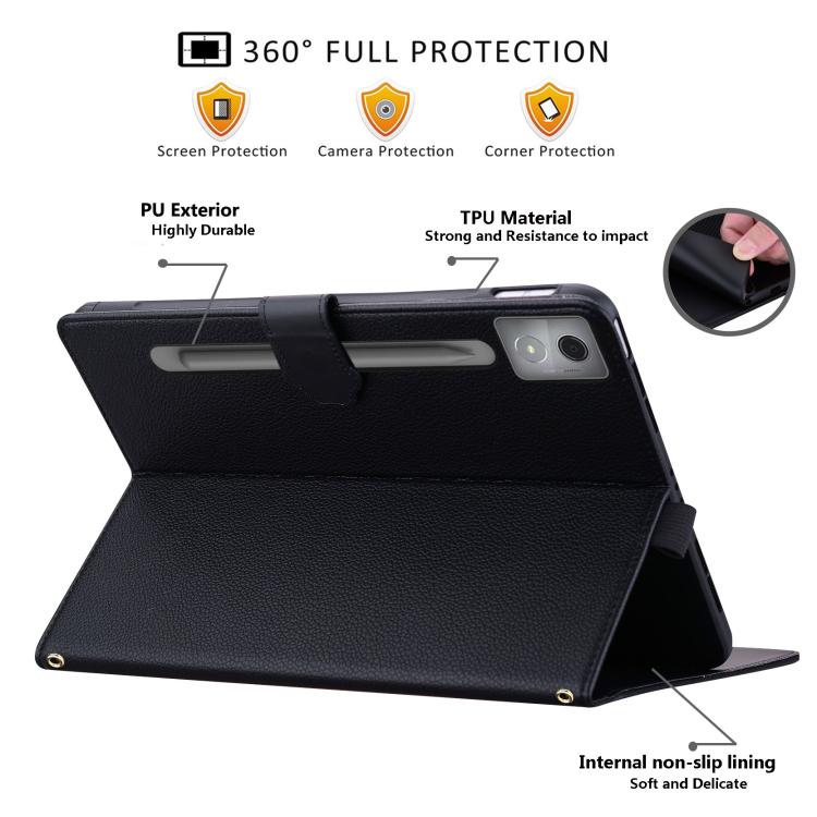 For Lenovo Xiaoxin Pad Pro 12.7 2025 Cat Skin-feel Litchi Leather Tablet Case
