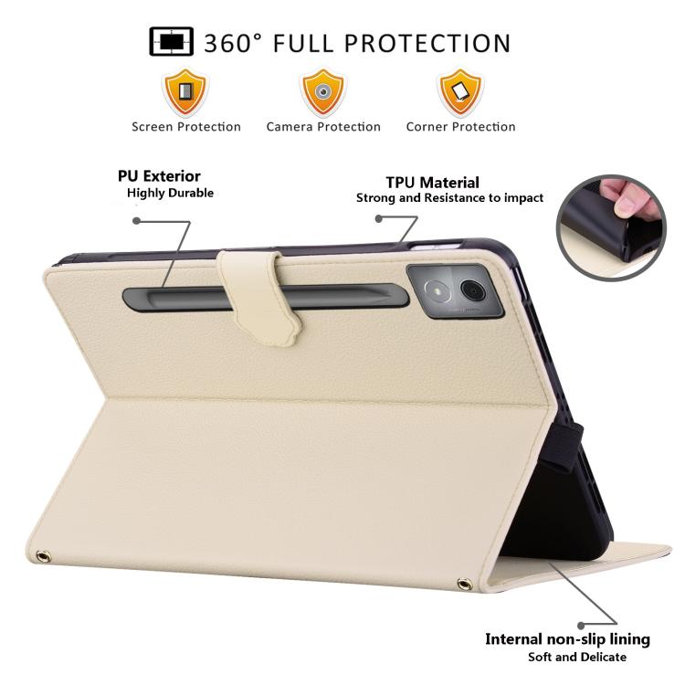 For Lenovo Xiaoxin Pad Pro 12.7 2025 Cat Skin-feel Litchi Leather Tablet Case