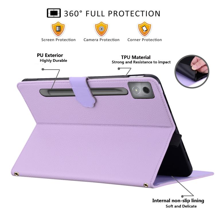 For Lenovo Xiaoxin Pad Pro 12.7 2025 Cat Skin-feel Litchi Leather Tablet Case