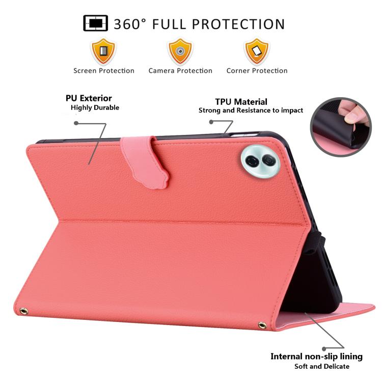 For Honor Pad 10 12.1 Cat Skin-feel Litchi Leather Tablet Case