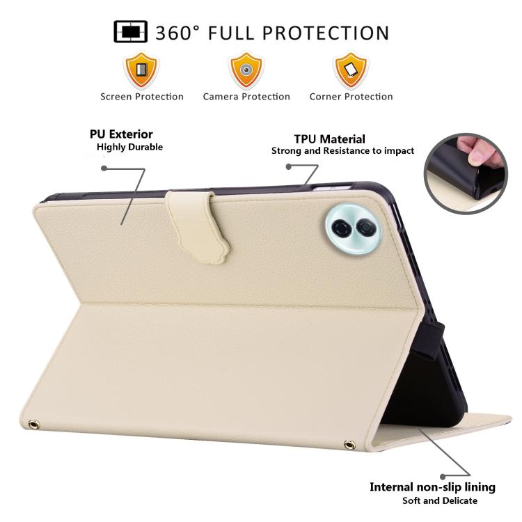 For Honor Pad 10 12.1 Cat Skin-feel Litchi Leather Tablet Case