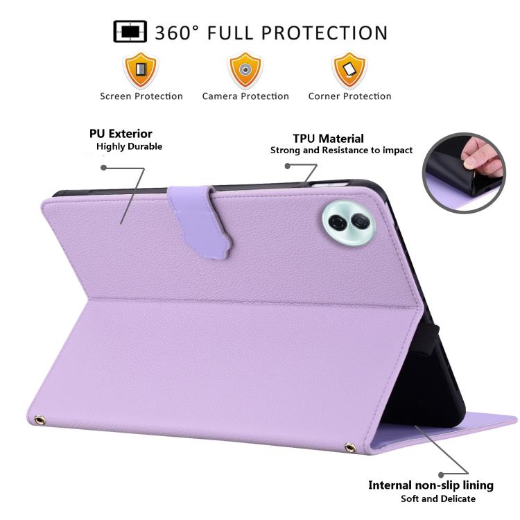 For Honor Pad 10 12.1 Cat Skin-feel Litchi Leather Tablet Case