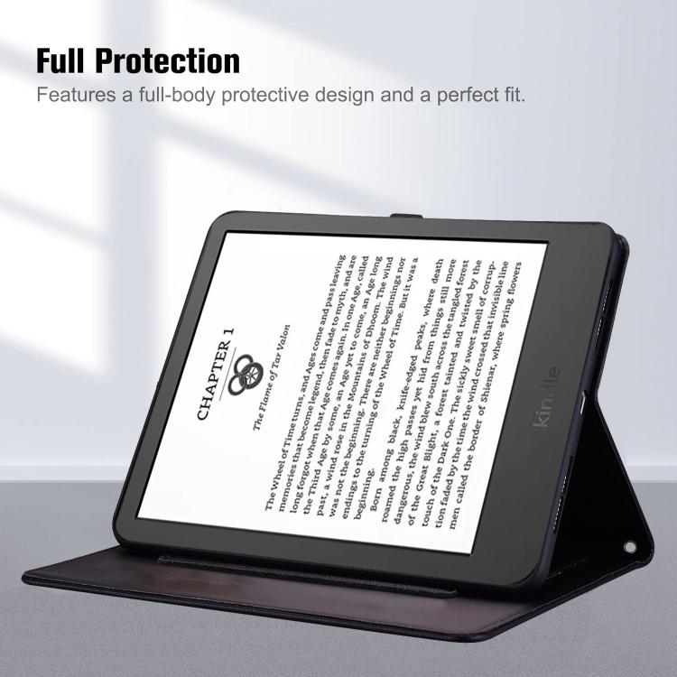 For Amazon Kindle Paperwhite 12th Gen 2024 Cat Skin-feel Litchi Leather Smart Tablet Case