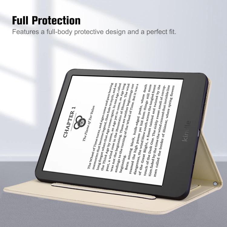 For Amazon Kindle Paperwhite 12th Gen 2024 Cat Skin-feel Litchi Leather Smart Tablet Case