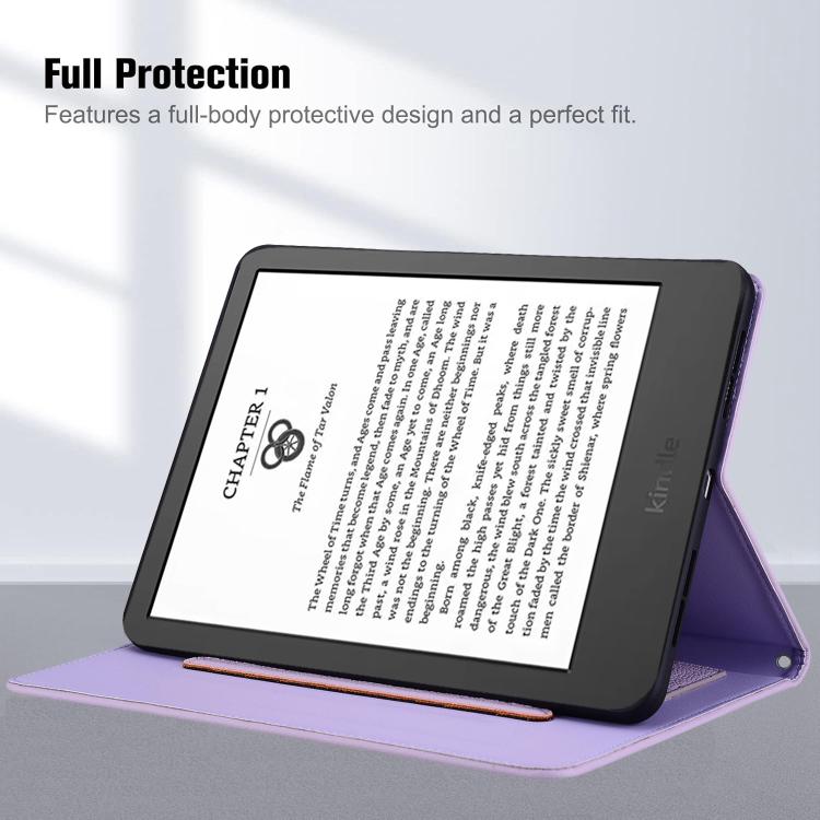 For Amazon Kindle Paperwhite 12th Gen 2024 Cat Skin-feel Litchi Leather Smart Tablet Case